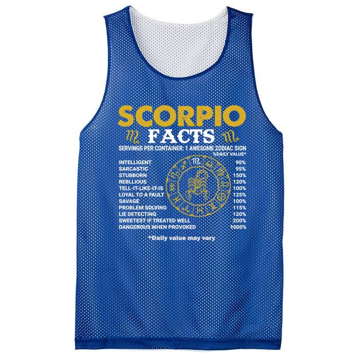 Zodiac Sign Scorpio Facts October November Birthday Gift Mesh Reversible Basketball Jersey Tank