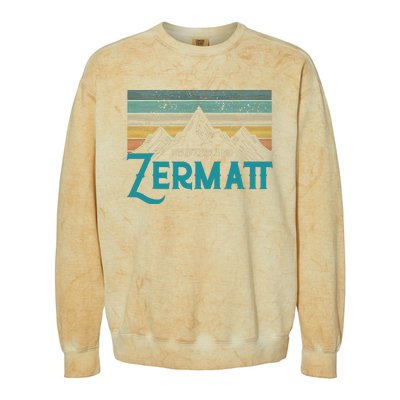 Zermatt Switzerland Swiss Vintage Mountains Souvenir Gift Colorblast Crewneck Sweatshirt