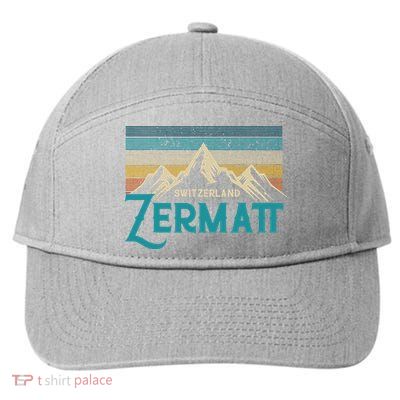 Zermatt Switzerland Swiss Vintage Mountains Souvenir Gift 7-Panel Snapback Hat