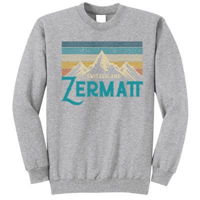 Zermatt Switzerland Swiss Vintage Mountains Souvenir Gift Tall Sweatshirt