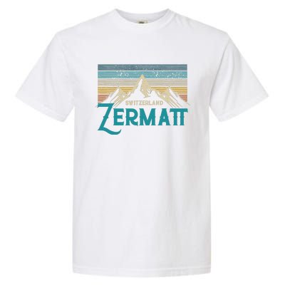 Zermatt Switzerland Swiss Vintage Mountains Souvenir Gift Garment-Dyed Heavyweight T-Shirt