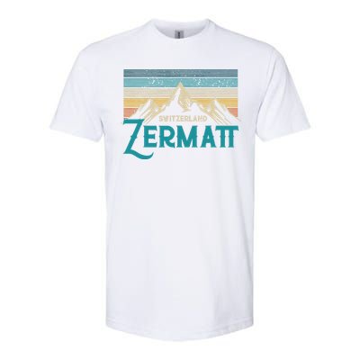 Zermatt Switzerland Swiss Vintage Mountains Souvenir Gift Softstyle CVC T-Shirt