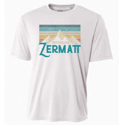 Zermatt Switzerland Swiss Vintage Mountains Souvenir Gift Cooling Performance Crew T-Shirt