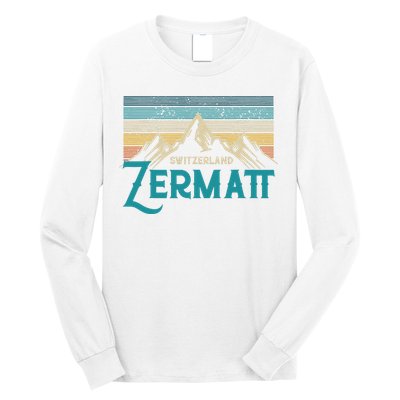 Zermatt Switzerland Swiss Vintage Mountains Souvenir Gift Long Sleeve Shirt