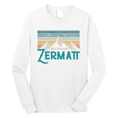 Zermatt Switzerland Swiss Vintage Mountains Souvenir Gift Long Sleeve Shirt