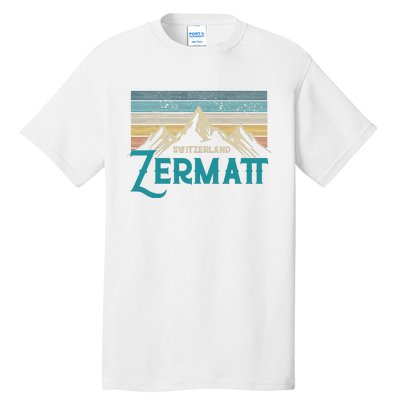 Zermatt Switzerland Swiss Vintage Mountains Souvenir Gift Tall T-Shirt