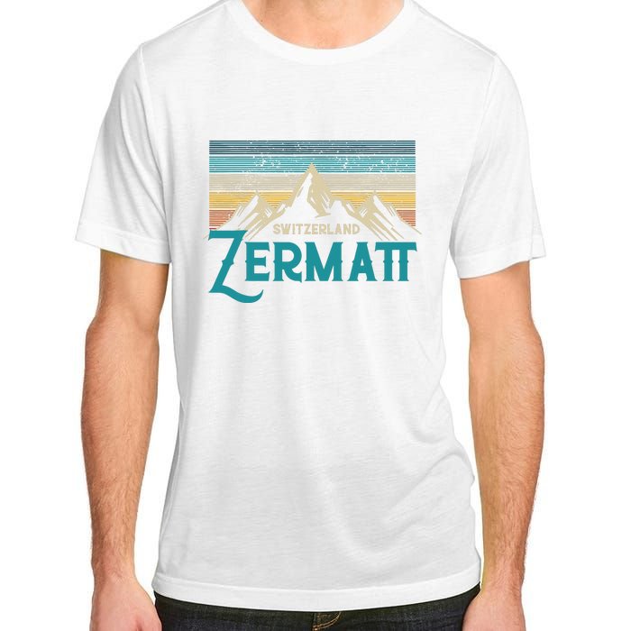 Zermatt Switzerland Swiss Vintage Mountains Souvenir Gift Adult ChromaSoft Performance T-Shirt