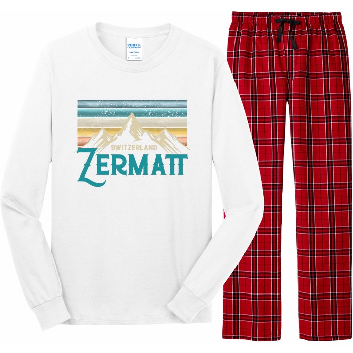 Zermatt Switzerland Swiss Vintage Mountains Souvenir Gift Long Sleeve Pajama Set