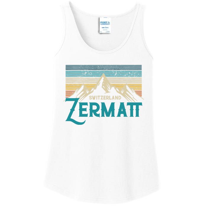 Zermatt Switzerland Swiss Vintage Mountains Souvenir Gift Ladies Essential Tank