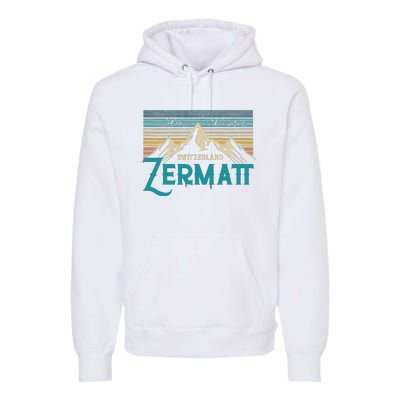 Zermatt Switzerland Swiss Vintage Mountains Souvenir Gift Premium Hoodie