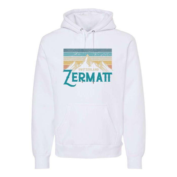 Zermatt Switzerland Swiss Vintage Mountains Souvenir Gift Premium Hoodie