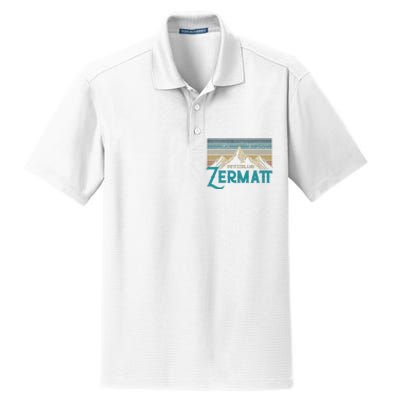 Zermatt Switzerland Swiss Vintage Mountains Souvenir Gift Dry Zone Grid Polo