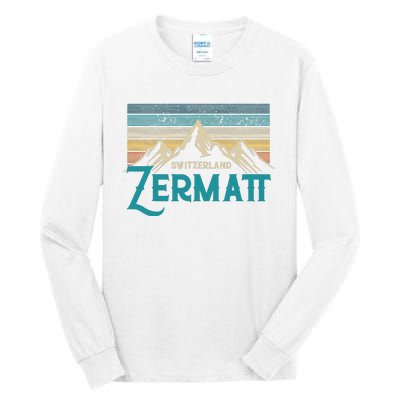 Zermatt Switzerland Swiss Vintage Mountains Souvenir Gift Tall Long Sleeve T-Shirt