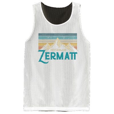 Zermatt Switzerland Swiss Vintage Mountains Souvenir Gift Mesh Reversible Basketball Jersey Tank