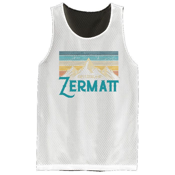 Zermatt Switzerland Swiss Vintage Mountains Souvenir Gift Mesh Reversible Basketball Jersey Tank