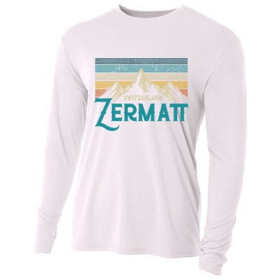 Zermatt Switzerland Swiss Vintage Mountains Souvenir Gift Cooling Performance Long Sleeve Crew