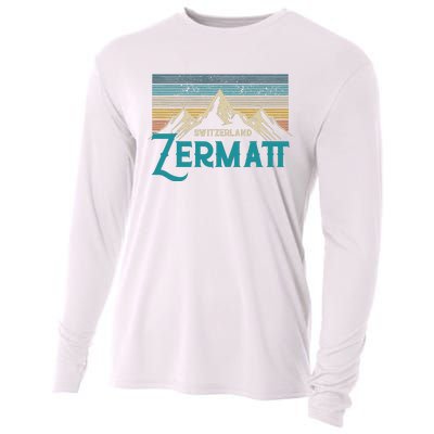 Zermatt Switzerland Swiss Vintage Mountains Souvenir Gift Cooling Performance Long Sleeve Crew