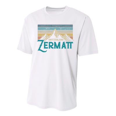 Zermatt Switzerland Swiss Vintage Mountains Souvenir Gift Performance Sprint T-Shirt