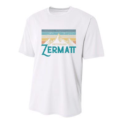 Zermatt Switzerland Swiss Vintage Mountains Souvenir Gift Youth Performance Sprint T-Shirt