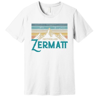 Zermatt Switzerland Swiss Vintage Mountains Souvenir Gift Premium T-Shirt