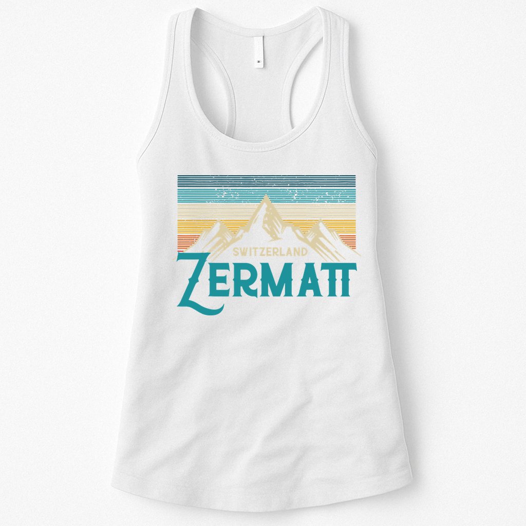 Zermatt Switzerland Swiss Vintage Mountains Souvenir Gift Womens Tank Top