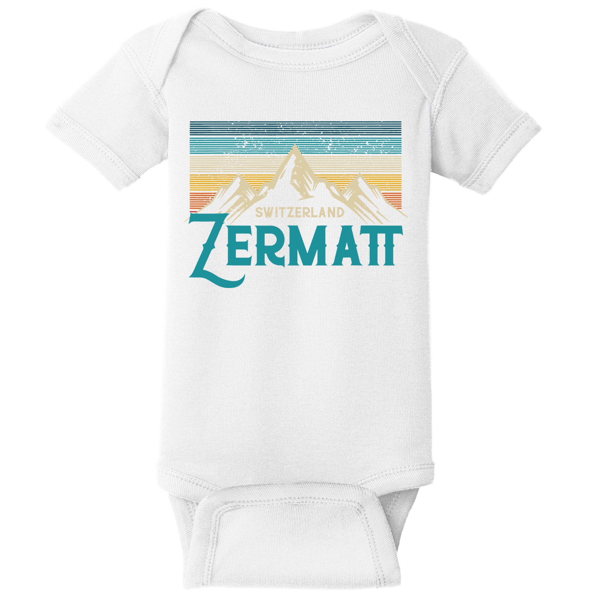 Zermatt Switzerland Swiss Vintage Mountains Souvenir Gift Baby Bodysuit