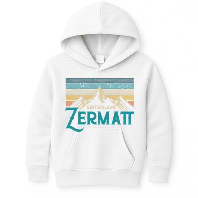 Zermatt Switzerland Swiss Vintage Mountains Souvenir Gift Kids Hoodie