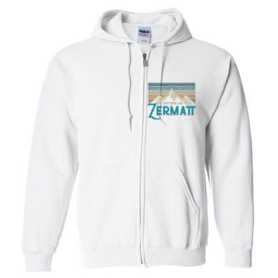 Zermatt Switzerland Swiss Vintage Mountains Souvenir Gift Full Zip Hoodie