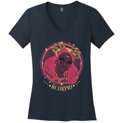 Zodiac Scorpio Scorpion Goddess Queen Women's V-Neck T-Shirt