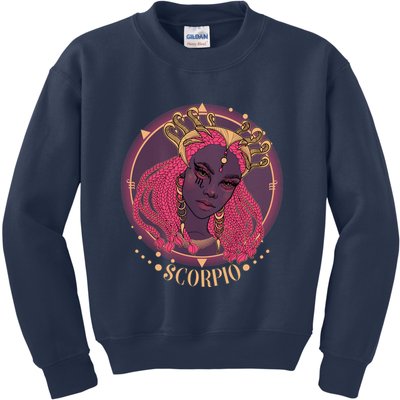 Zodiac Scorpio Scorpion Goddess Queen Kids Sweatshirt