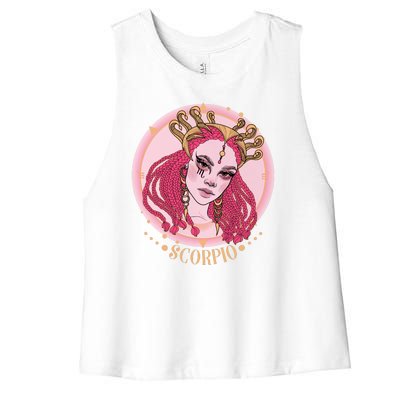 Zodiac Scorpio Scorpion Goddess Queen Women's Racerback Cropped Tank