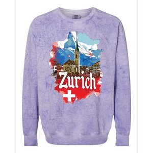 Zurich Switzerland Swiss Flag City Souvenir Colorblast Crewneck Sweatshirt