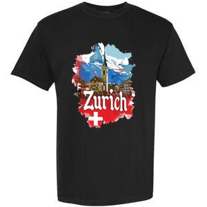 Zurich Switzerland Swiss Flag City Souvenir Garment-Dyed Heavyweight T-Shirt