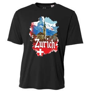 Zurich Switzerland Swiss Flag City Souvenir Cooling Performance Crew T-Shirt