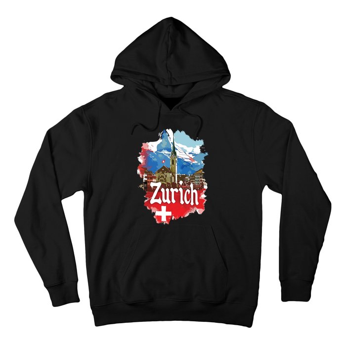 Zurich Switzerland Swiss Flag City Souvenir Hoodie