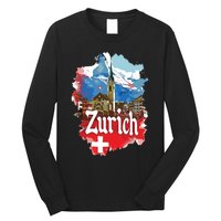 Zurich Switzerland Swiss Flag City Souvenir Long Sleeve Shirt