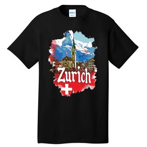 Zurich Switzerland Swiss Flag City Souvenir Tall T-Shirt