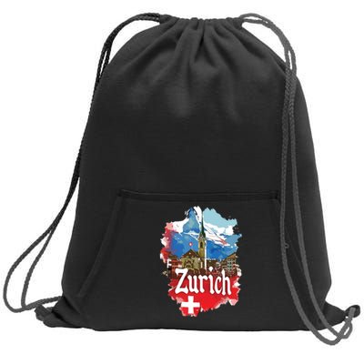 Zurich Switzerland Swiss Flag City Souvenir Sweatshirt Cinch Pack Bag