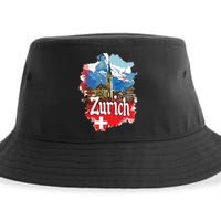 Zurich Switzerland Swiss Flag City Souvenir Sustainable Bucket Hat