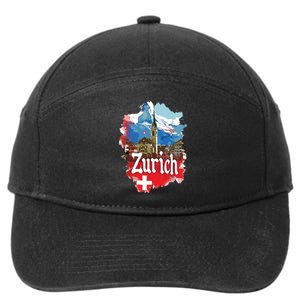 Zurich Switzerland Swiss Flag City Souvenir 7-Panel Snapback Hat