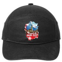 Zurich Switzerland Swiss Flag City Souvenir 7-Panel Snapback Hat