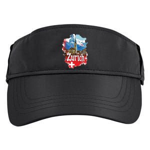 Zurich Switzerland Swiss Flag City Souvenir Adult Drive Performance Visor