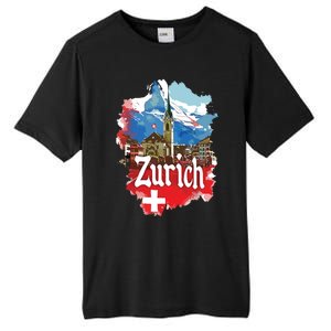 Zurich Switzerland Swiss Flag City Souvenir Tall Fusion ChromaSoft Performance T-Shirt