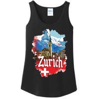 Zurich Switzerland Swiss Flag City Souvenir Ladies Essential Tank