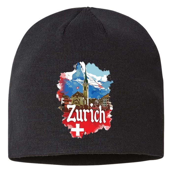 Zurich Switzerland Swiss Flag City Souvenir Sustainable Beanie