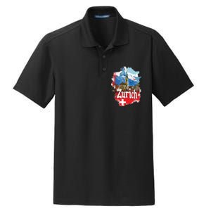 Zurich Switzerland Swiss Flag City Souvenir Dry Zone Grid Polo