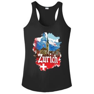 Zurich Switzerland Swiss Flag City Souvenir Ladies PosiCharge Competitor Racerback Tank