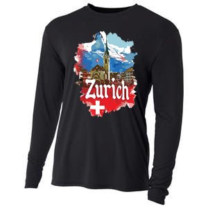 Zurich Switzerland Swiss Flag City Souvenir Cooling Performance Long Sleeve Crew