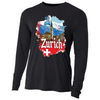 Zurich Switzerland Swiss Flag City Souvenir Cooling Performance Long Sleeve Crew