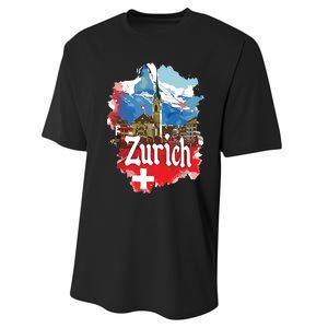 Zurich Switzerland Swiss Flag City Souvenir Performance Sprint T-Shirt